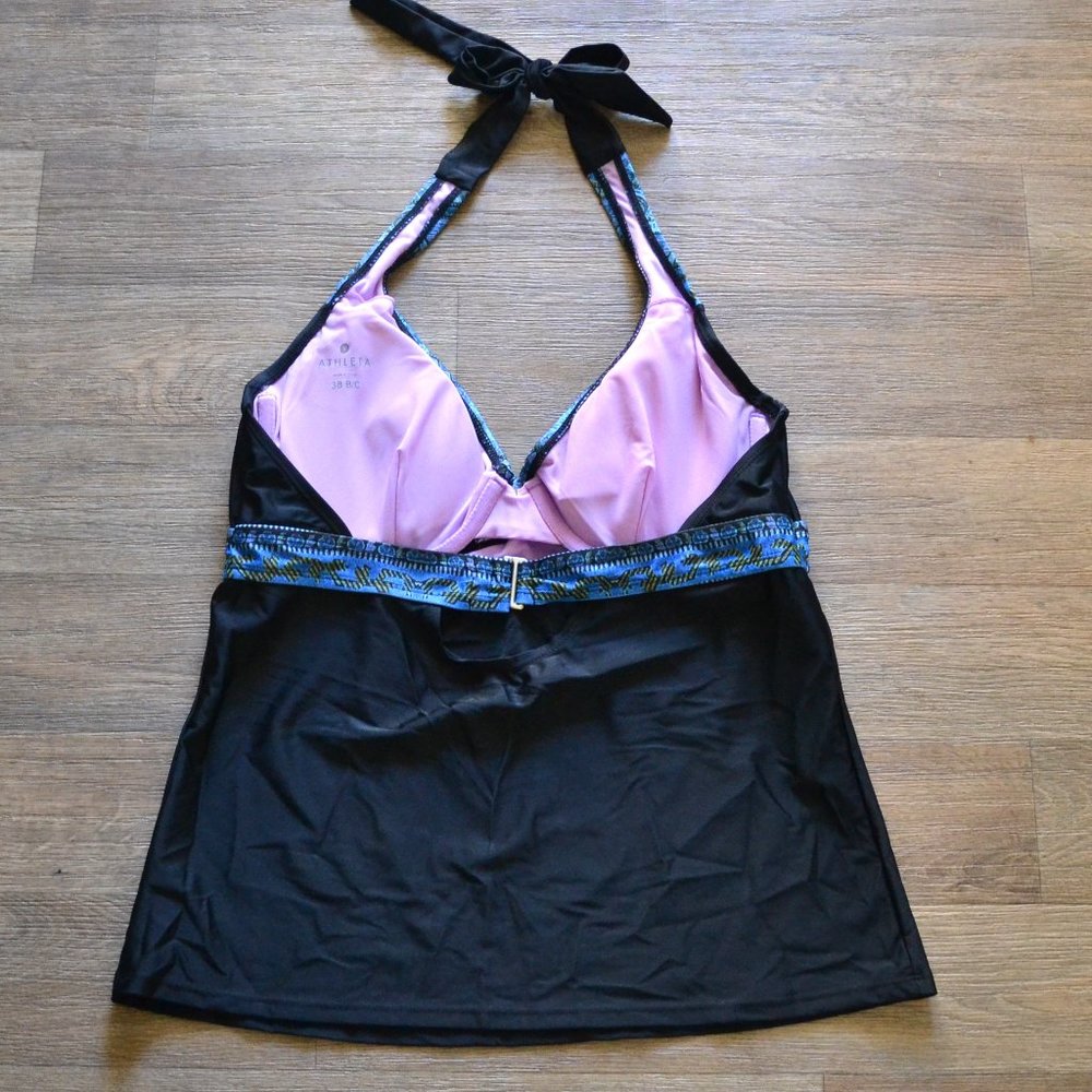 Athleta Tankini Swim Halter Top Paisley and Black Women Size 38 B/C Med Bottoms - Picture 3 of 12